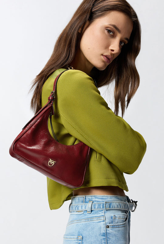 MISS PINKO MINI HOBO SHOULDER BAG IN SHINY LEATHER