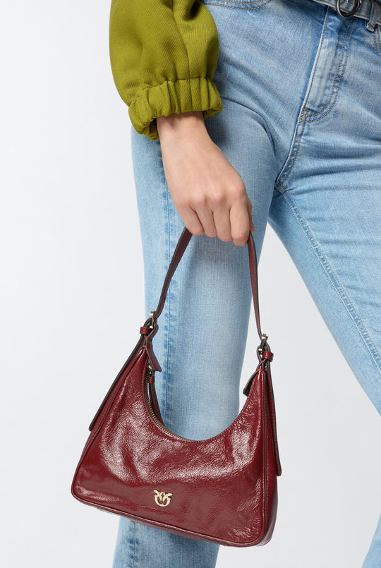 MISS PINKO MINI HOBO SHOULDER BAG IN SHINY LEATHER