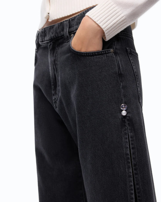 107499 A3KM WANDA WIDE LEG SPACCO SOFT BLK BLK Z99