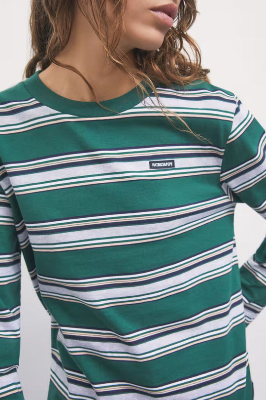 1M0009 J0155 MAGLIA/T-SHIRT YA91 Green Stripes