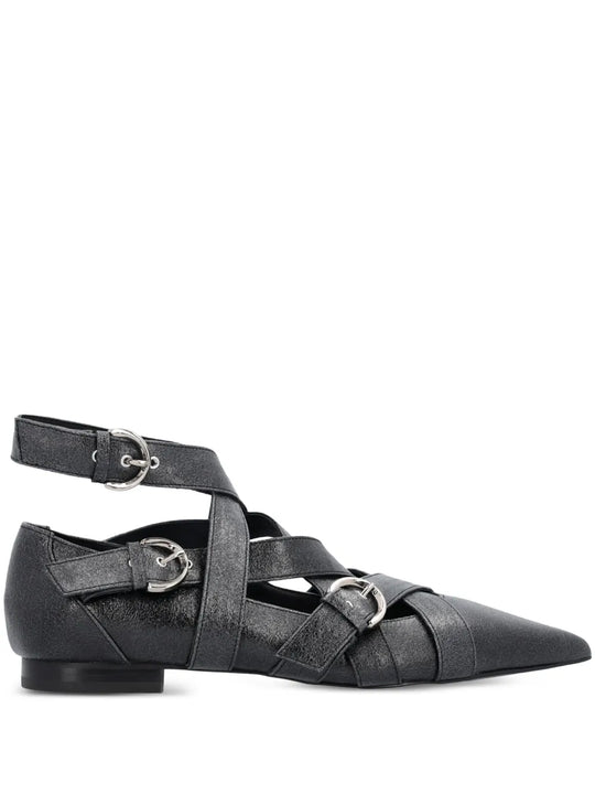 GIANIRA 09 - FLAT SHOE PRINTED CALF LEATHER BLACK Z99