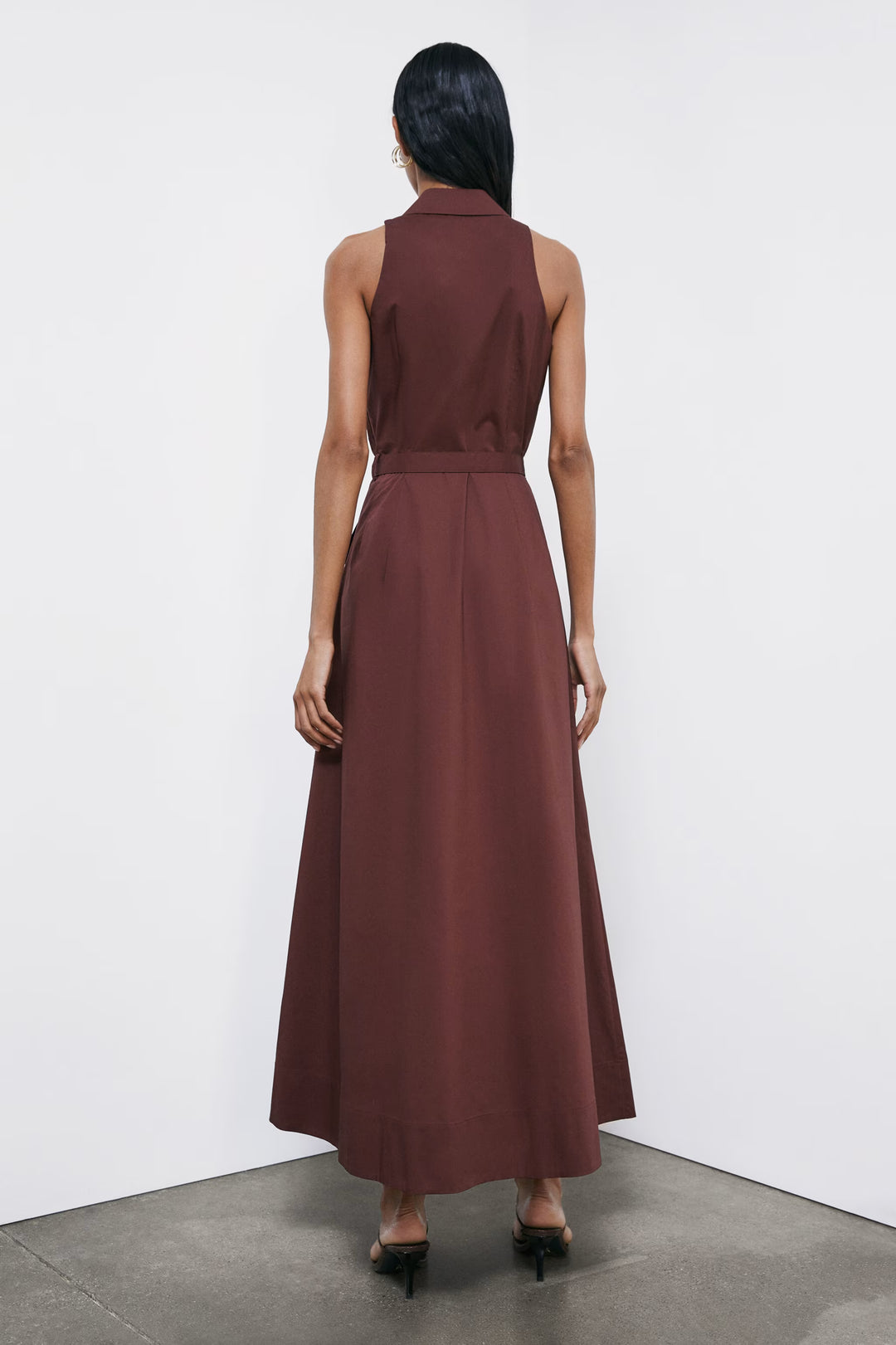 2A3006 A9B9  Long poplin dress with slit B887