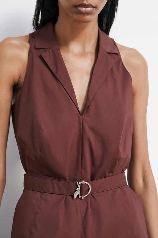 2A3006 A9B9  Long poplin dress with slit B887