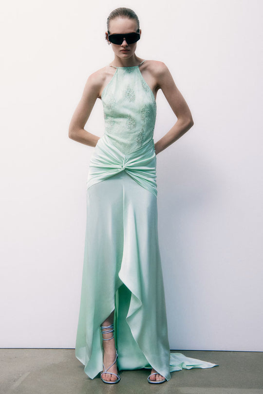 2A3048 A775 Long ceremony dress with jewel insert G632