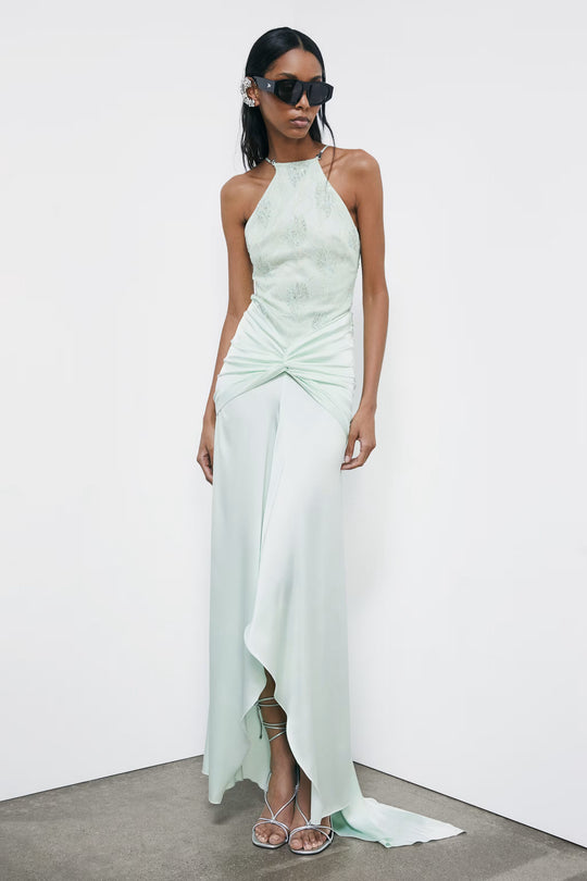 2A3048 A775 Long ceremony dress with jewel insert G632