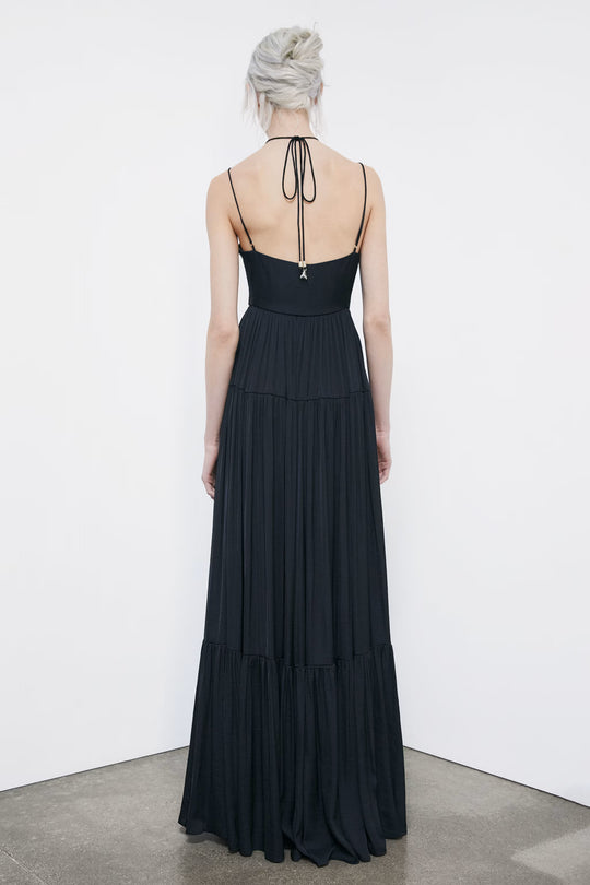 2A3065 A772 Long satin dress with cut-out K103