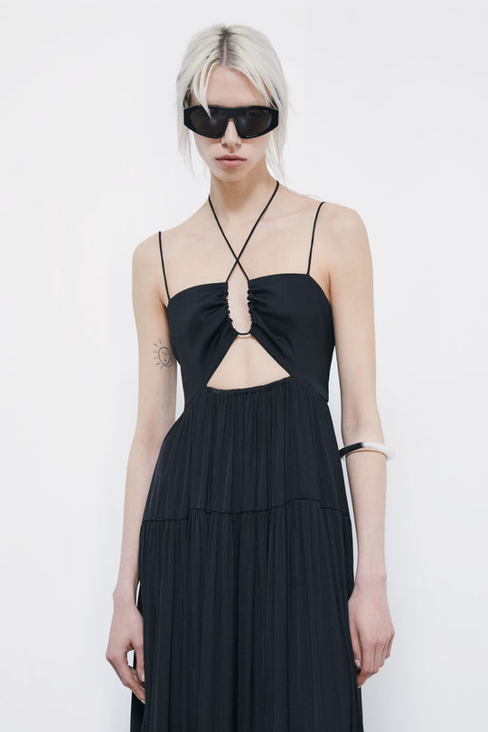 2A3065 A772 Long satin dress with cut-out K103