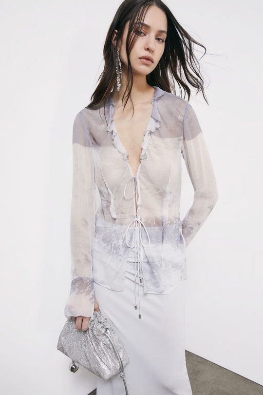 2C1692 A771 CAMICIA/BLOUSE YA45 Waves Print