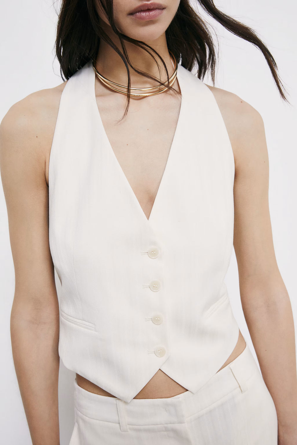 2C1726 A735 GILET W417 Pearl Ivory