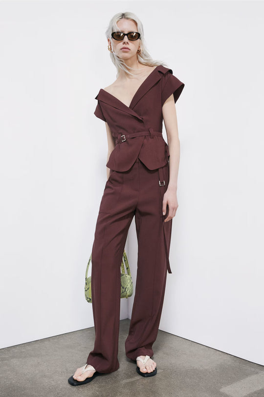 2P1740 A573 PANTALONI/TROUS NEW VISCOSE SU B887 Wood Brown