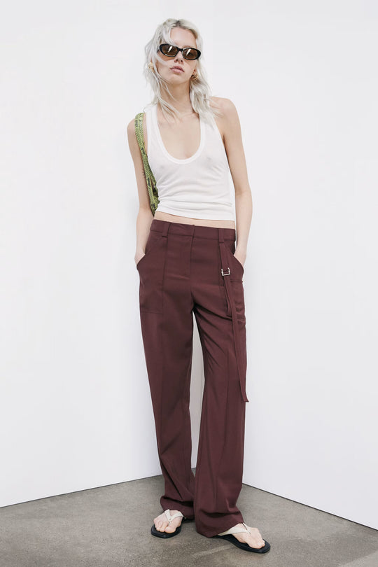 2P1740 A573 PANTALONI/TROUS NEW VISCOSE SU B887 Wood Brown