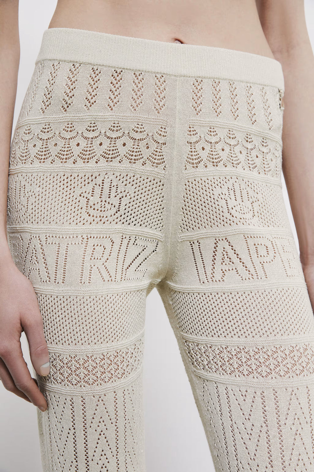 2P1757 K332L PANTALONI/TROUSERS W436 Summer cream lurex