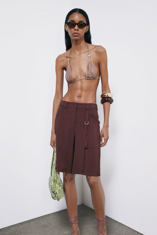 2P1773 A573 PANTALONI/TROUSERS B887 Wood Brown