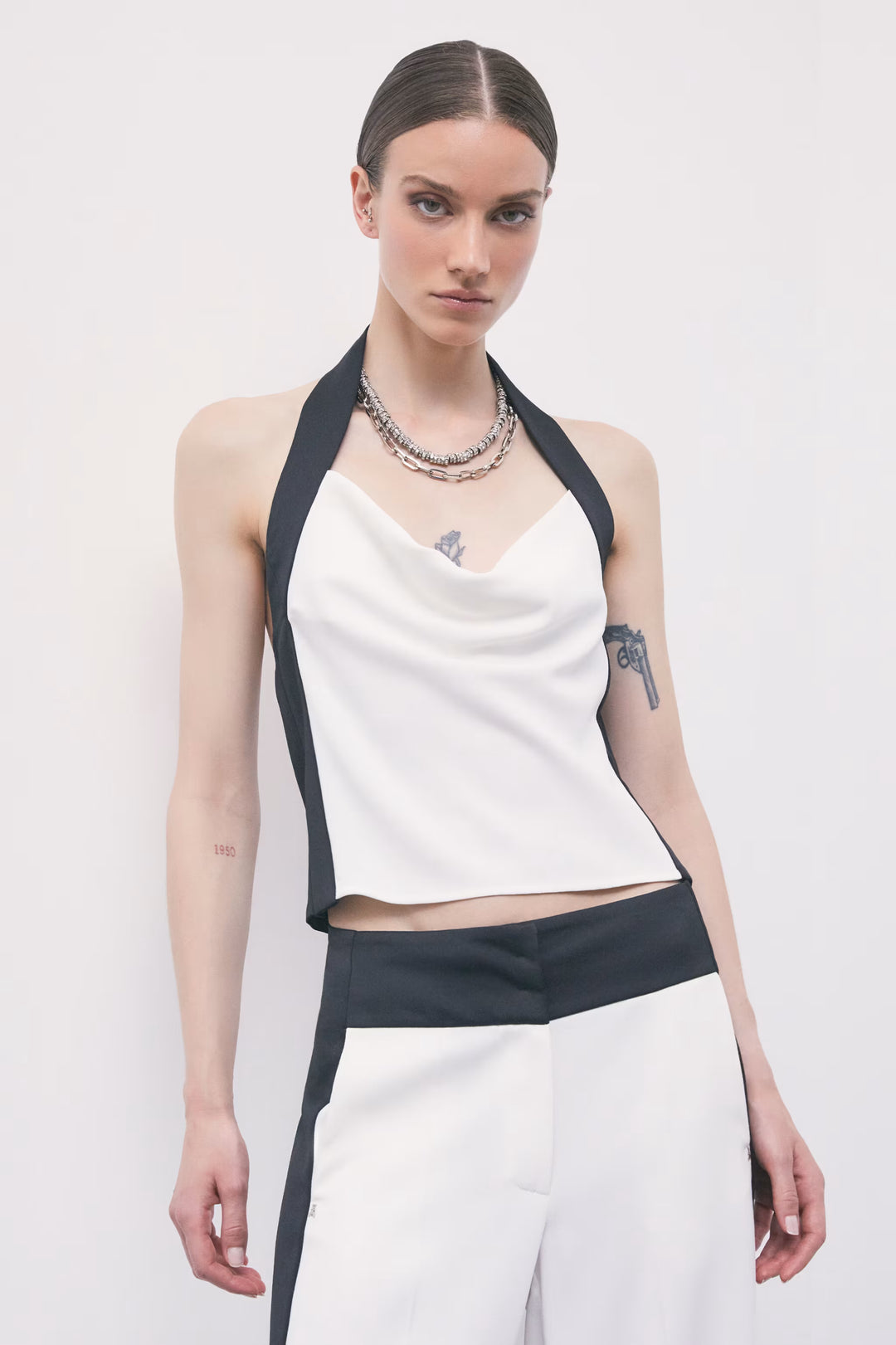 8C0126 C7004 CAMICIA/TOP J526 White&amp;Black