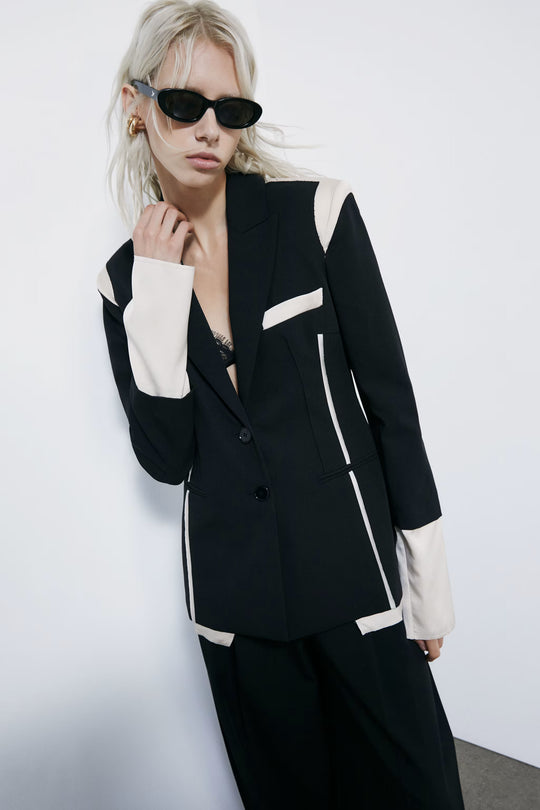 Color block slim blazer