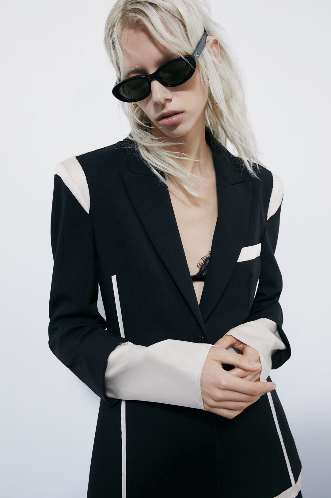 Color block slim blazer