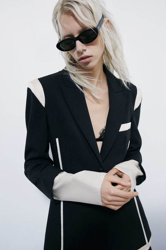 Color block slim blazer