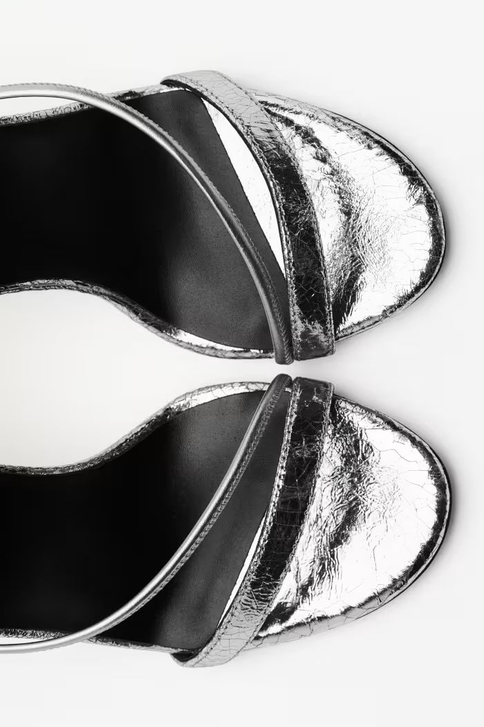 8X0097 L112 SANDALI/SANDALS S686 Craquele Silver