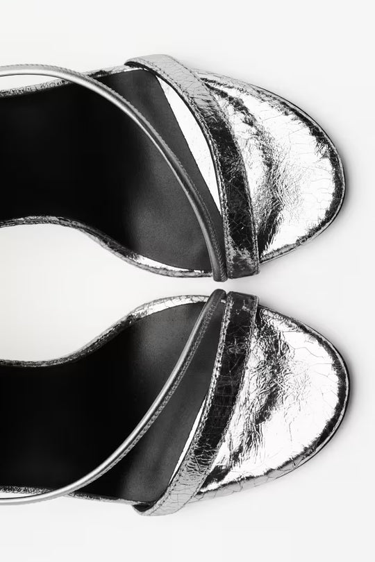 8X0097 L112 SANDALI/SANDALS S686 Craquele Silver