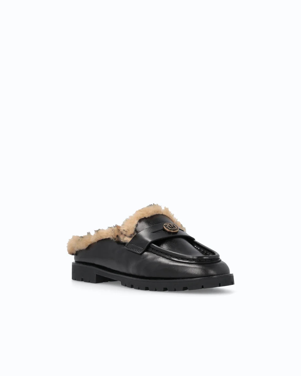 NORA 09 - SABOT LUX CALF LEATHER/LINING FUR BLACK Z99