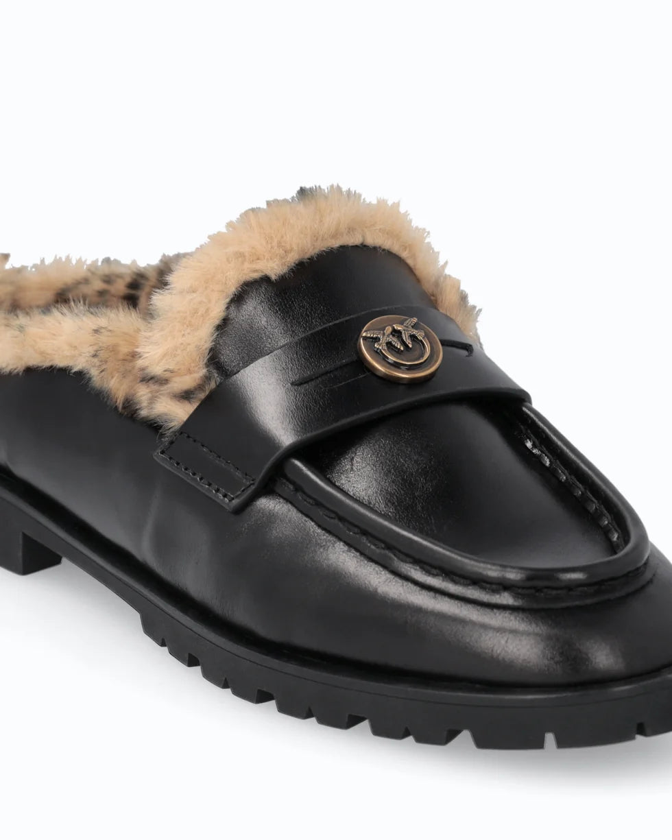 NORA 09 - SABOT LUX CALF LEATHER/LINING FUR BLACK Z99