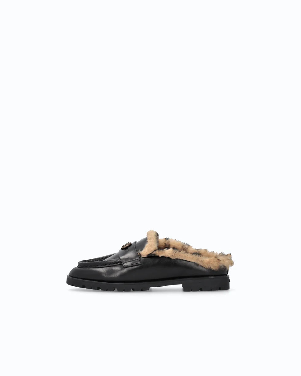 NORA 09 - SABOT LUX CALF LEATHER/LINING FUR BLACK Z99
