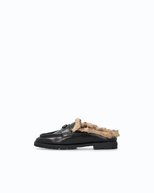 NORA 09 - SABOT LUX CALF LEATHER/LINING FUR BLACK Z99
