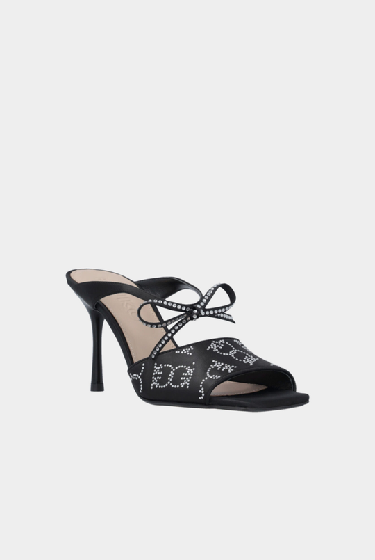 LISA 17 - SANDAL SATIN STRASS BLACK
