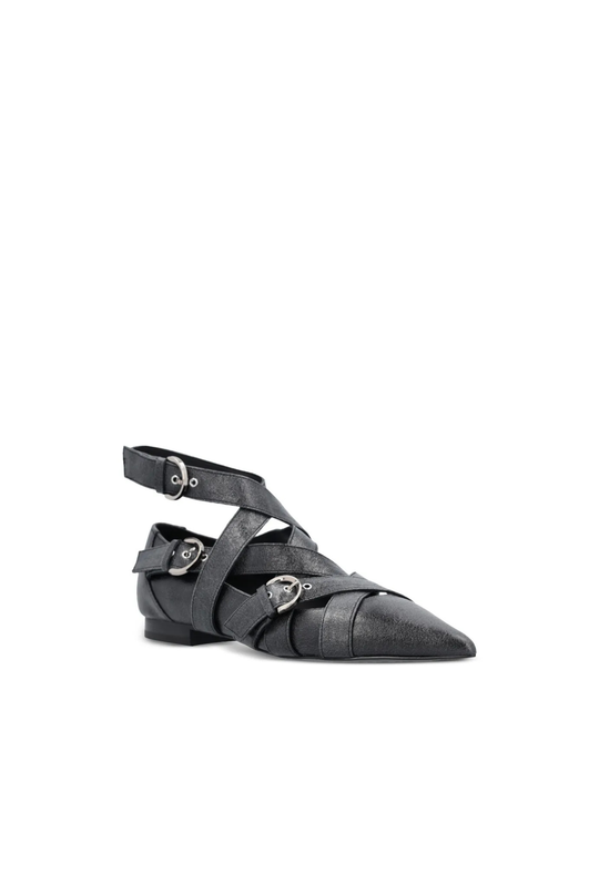GIANIRA 09 - FLAT SHOE PRINTED CALF LEATHER BLACK Z99