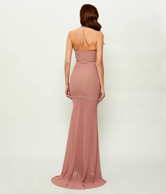 2A3035 A737 Bustier ceremony dress in mixed fabrics B885
