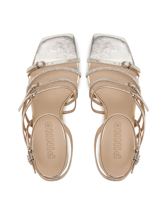 LISA 01 - SANDAL LAMINATED NAPPA/MICROFIBER STRASS PLATINUM